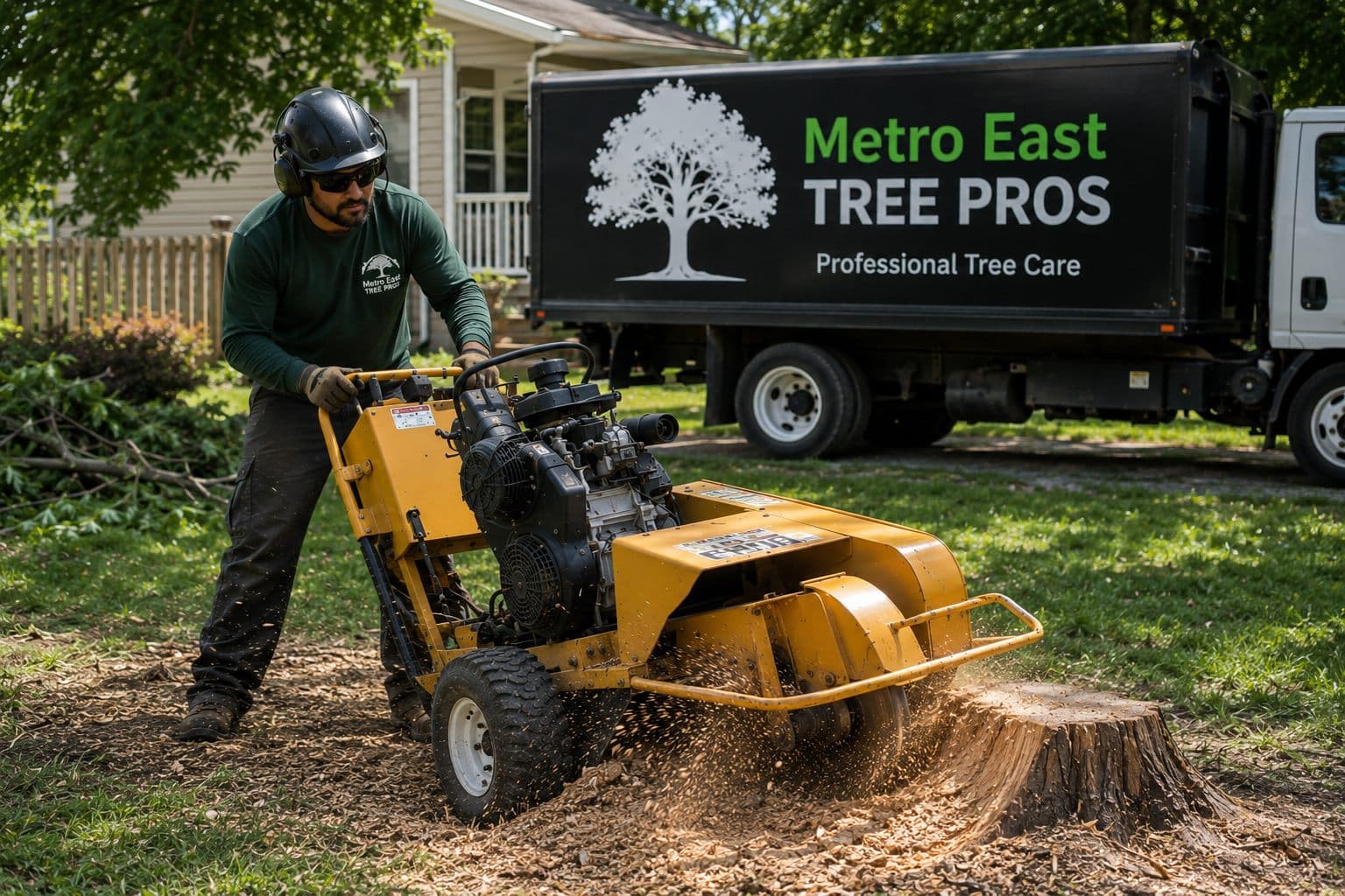 Representative visual of stump grinding work